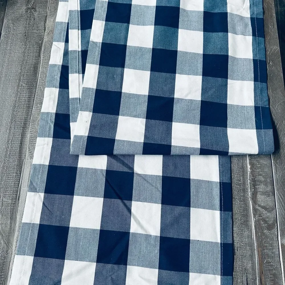 Farmhouse Navy Blue Plaid Checkered Table Runner